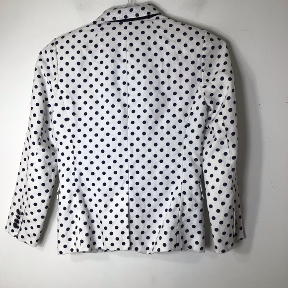 J Crew schoolboy blazer jacket women 00 blue white polka dot linen career classy - Picture 8 of 12
